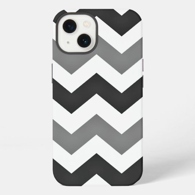 Coque iPhone Blanc et gris chevron zigzag (Verso)