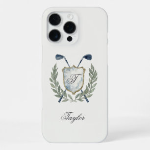 Coque iPhone 16 Pro Max Blason de monogramme de golf personnalisé Élégant