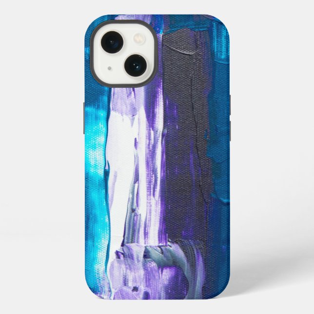 Coque iPhone bleu abstrait (Verso)
