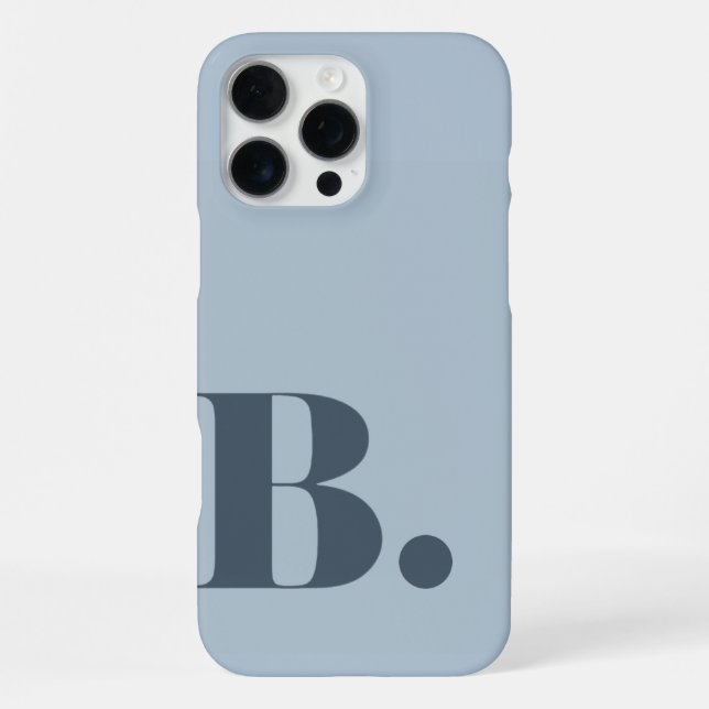 Coque iPhone Bleu ardoise esthétique Lettre initiale B minimali (Verso)
