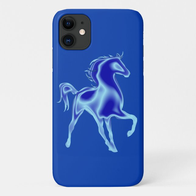 Coque iphone bleu avec cheval (Dos)