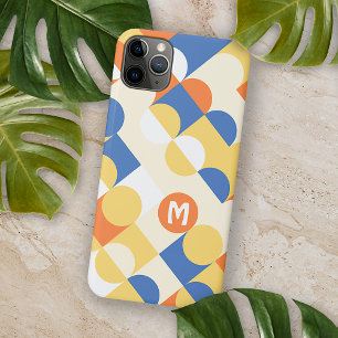 Coque iPhone 16 Pro Max Bleu Azur Jaune Ensoleillé Motif Cercles Milieu Du
