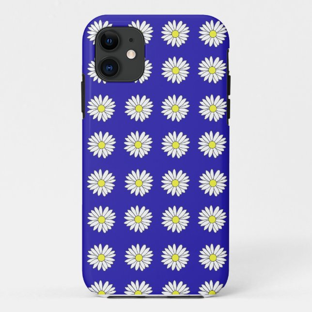coque iphone bleu blanc marguerite printemps (Dos)