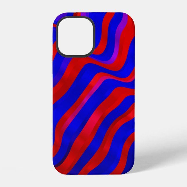 Coque iPhone Bleu clair, texture rouge avec lignes cirées. Dégr (Verso)