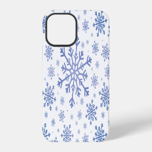 Coque iPhone 12 Pro Bleu de la marine Flammes de neige de Noël en hi