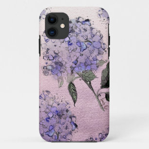 Coque iphone bleu d'hortensia d'aquarelle