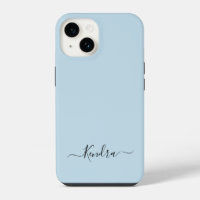 Bleu Dusty Simple Minimaliste Nom personnalisé Scr