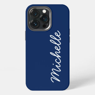 Etui iPhone 13 Pro Bleu et blanc classique Nom ou texte Cursive perso