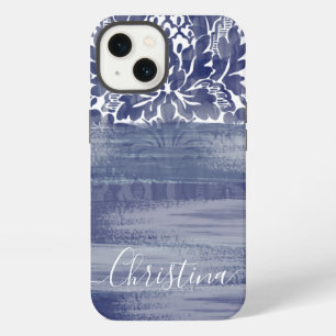Etui iPhone 13 Bleu et blanc Damas unique Brochures d'art