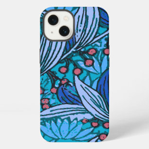 Etui iPhone 13 Bleu Floral Antique Boho Moderne