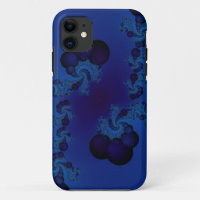 coque iphone bleu-foncé de fractale de bulle