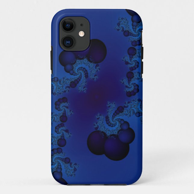 coque iphone bleu-foncé de fractale de bulle (Dos)