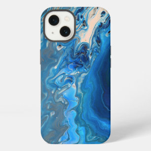 Etui iPhone 13 Bleu Marbre Agate Texture Fluide Art