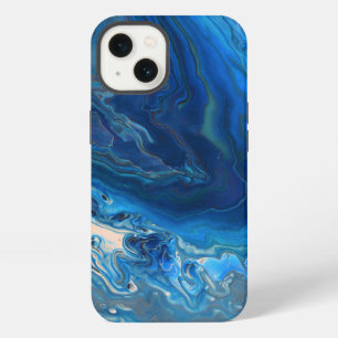 Etui iPhone 13 Bleu Marbre Agate Texture Fluide Art