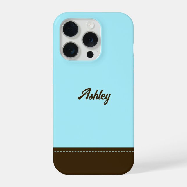 Coque iPhone Bleu marron personnalisé chic stylé élégant (Verso)