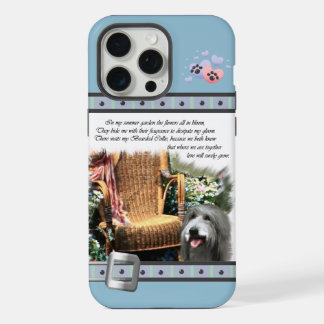Coque iPhone 15 Pro Max Bleu mignon Moderne Porté Collie Chien Art