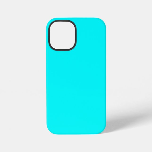 Coque iPhone Bleu Néon Uni | Classique (Verso)
