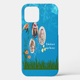 Coque iPhone 12 Bleu Océan Poisson Tropical Sous-Marin Amour de la