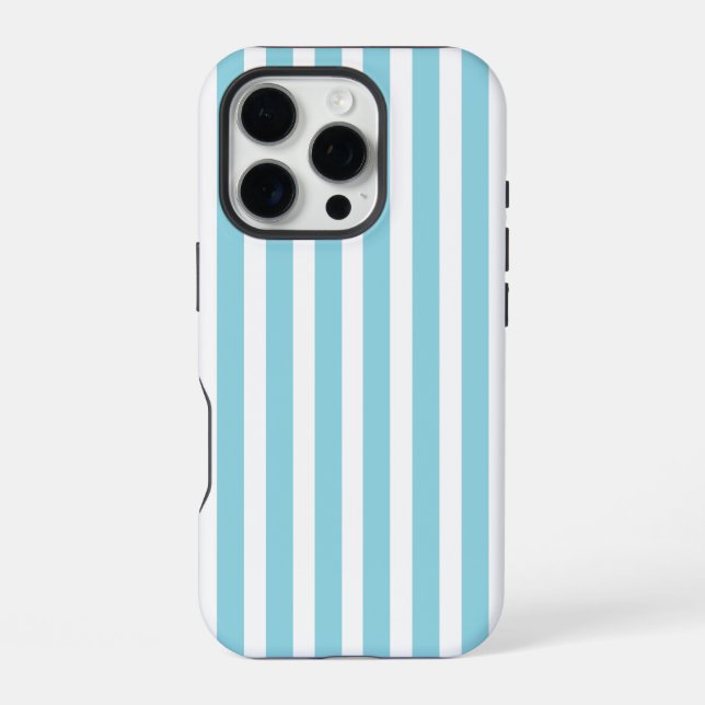 Coque iPhone Bleu Œuf de Merle et Rayures Blanches (Verso)