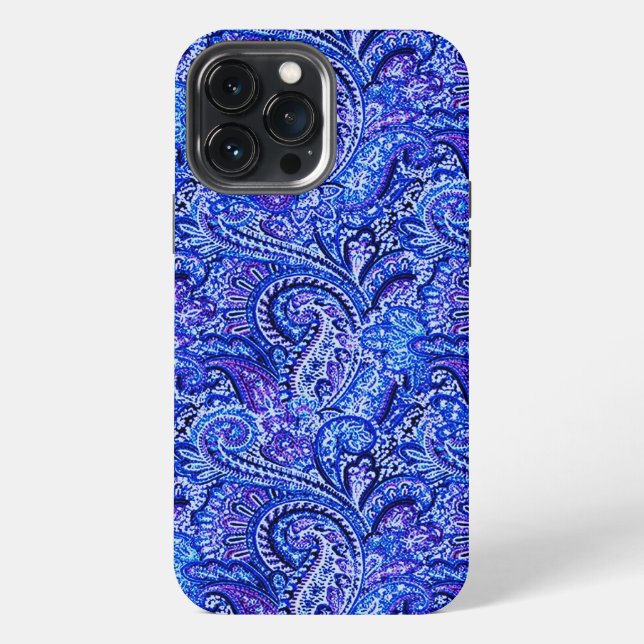 Coque iPhone Bleu Paisley Vibrant (Verso)