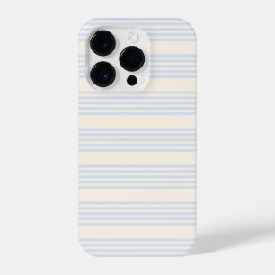 Coque Pour iPhone 14 Plus Bleu pâle et beige cinq rayures motif