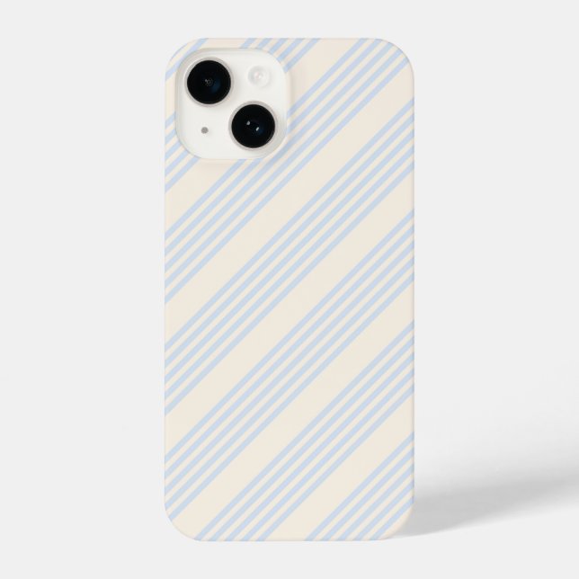 Coque iPhone Bleu pâle et beige cinq rayures motif (Verso)