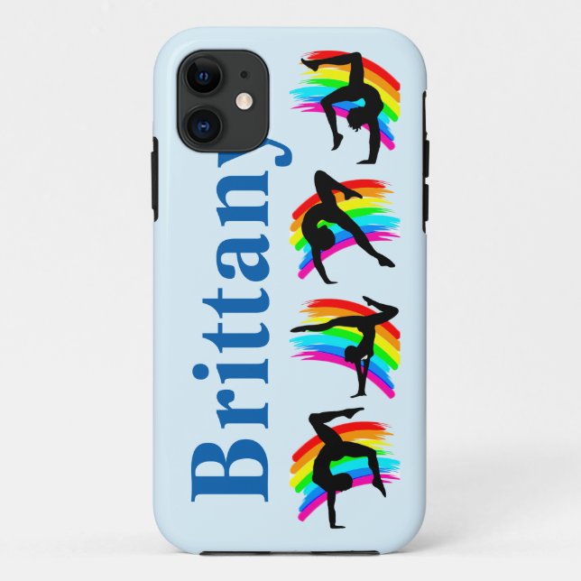 COQUE IPHONE BLEU PERSONNALISÉ RAINBOW GYMNAST (Dos)