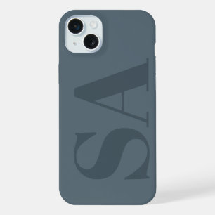 Coque iPhone 15 Plus Bleu Poussiéreux Rustique Aquarelle Minimaliste Co