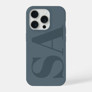 Coque iPhone 15 Pro Bleu Poussiéreux Rustique Aquarelle Minimaliste Co