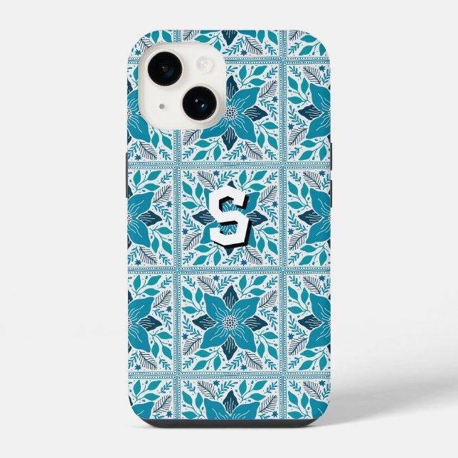 Coque iPhone Bleu Retro Tides de Noël Vibes (Verso)