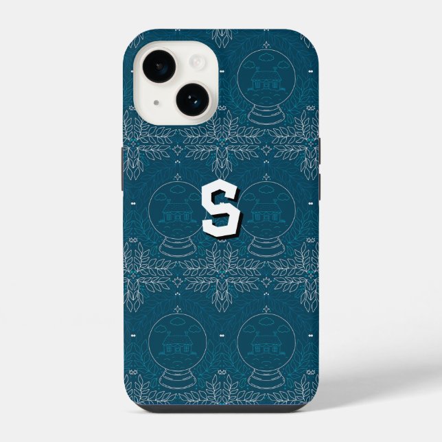 Coque iPhone Bleu Retro Tides de Noël Vibes (Verso)