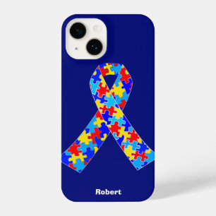 Coque Pour iPhone 14 Bleu ruban Sensibilisation sur l'autisme personnal