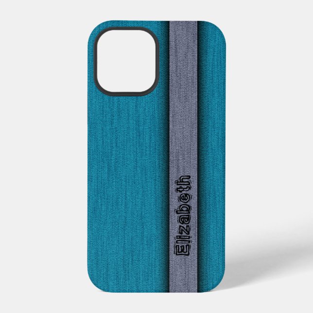 Coque iPhone Bleu sarcelle et gris moderne professionnel (Verso)