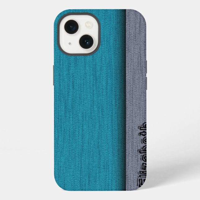 Coque iPhone Bleu sarcelle et gris Professionnel Moderne (Verso)