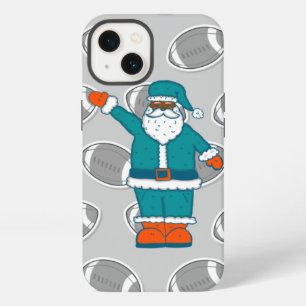 Etui iPhone 13 bleu sarcelle orange noël noir père noël basket-ba