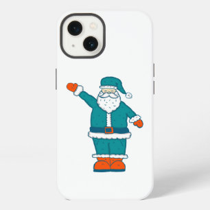 Etui iPhone 13 bleu sarcelle orange noël père noël