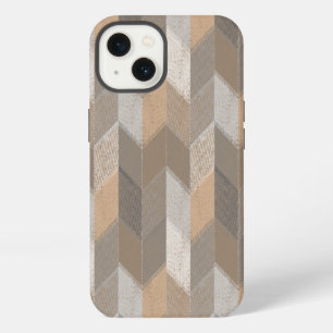 Etui iPhone 13 Bleu Texturé, Chevron Jaune Olive.