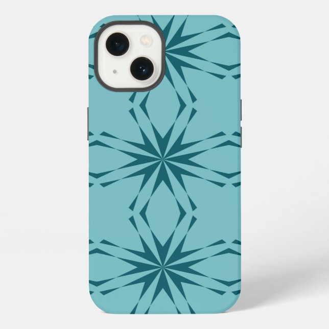 Coque iPhone bleu turquoise, cool, abstraction fleur tendance (Verso)
