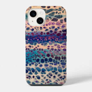 Coque Pour iPhone 14 Bleu Turquoise Lilac blanc acrylique Abstrait Flui