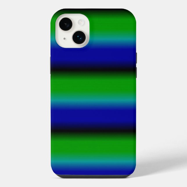 Coque iPhone Bleu Vert arc-en-ciel rayures (Verso)