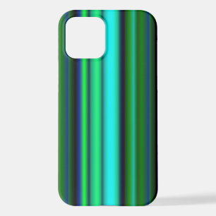 Coque iPhone 12 Bleu Vert arc-en-ciel rayures