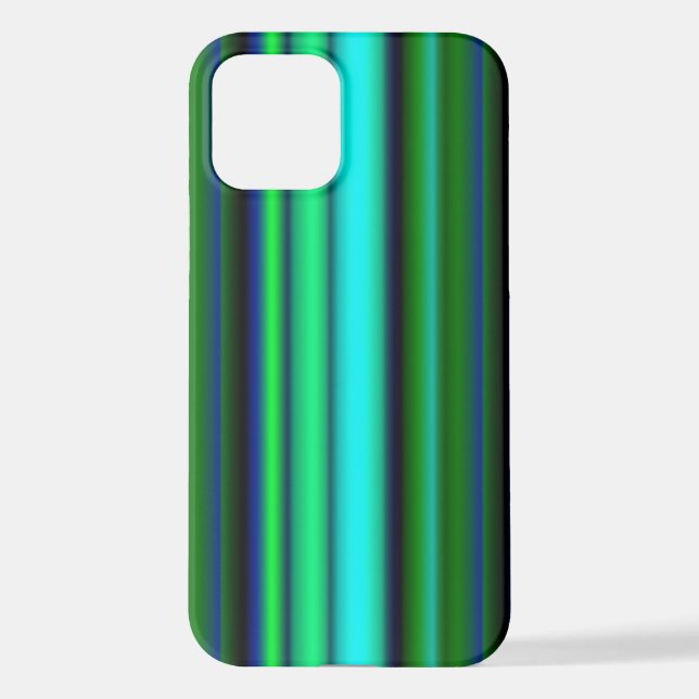Coque iPhone Bleu Vert arc-en-ciel rayures (Verso)