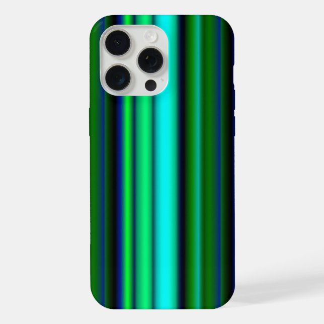 Coque iPhone Bleu Vert arc-en-ciel rayures (Verso)