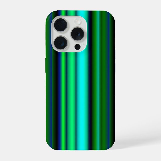 Coque iPhone Bleu Vert arc-en-ciel rayures (Verso)