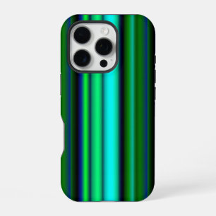 Coque iPhone 16 Pro Bleu Vert arc-en-ciel rayures