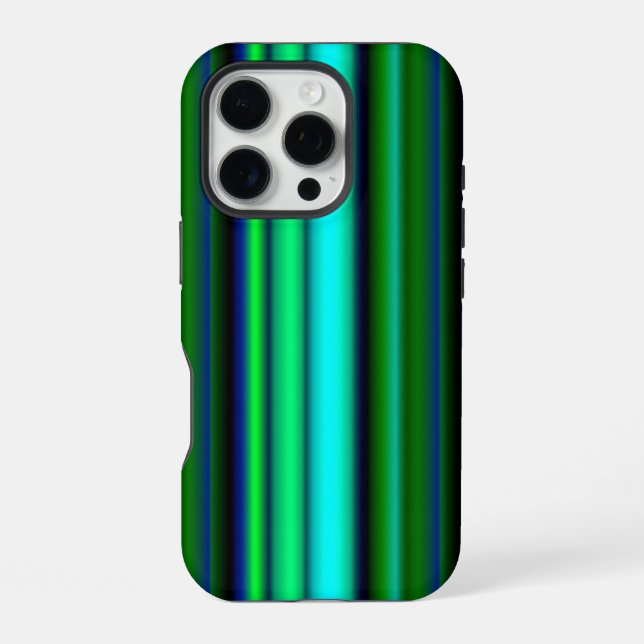 Coque iPhone Bleu Vert arc-en-ciel rayures (Verso)