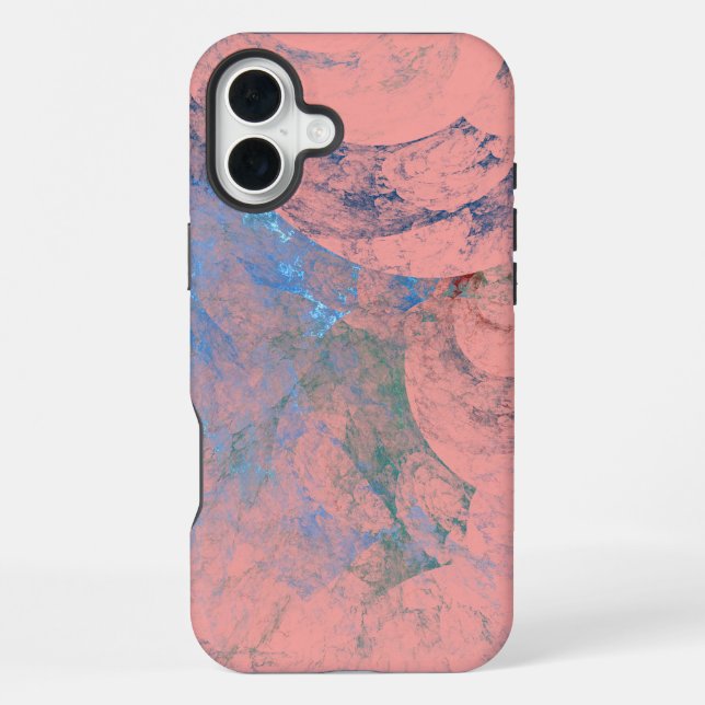 Coque iPhone Bleu vert et rose abstraits   (Verso)