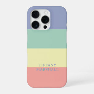 Coque iPhone 16 Pro Bleu, vert jaune et corail rose Motif