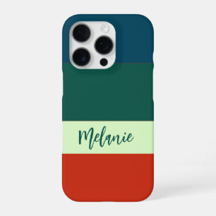 Coque iPhone 16 Pro Bleu, Vert Orange Motif Personnalisé