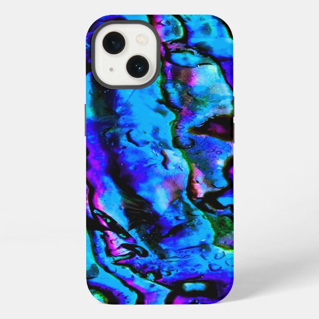 Coque iPhone Bleu Vert Violet Marbré Irridescent Beau (Verso)